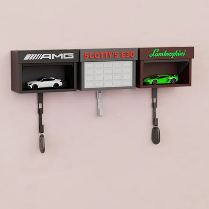 Mini Garage Key Holder: Toy Car Display with Hidden Compartment