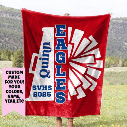 Custom Cheerleader Blanket, Personalized Cheerleading Gift