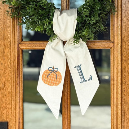 Preppy Fall Monogram Wreath Sash for Front Door