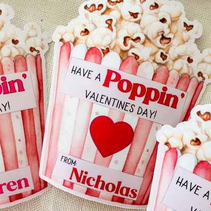 Valentine popcorn stickers,Valentine's Day stickers sets of 6