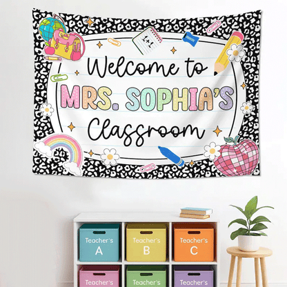 Personalized Teacher Tapestry, Teacher Name Gifts, Classroom Decors
