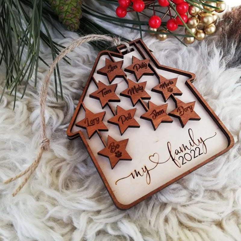 Personalized Christmas tree decor, Holiday wood ornament, Custom House