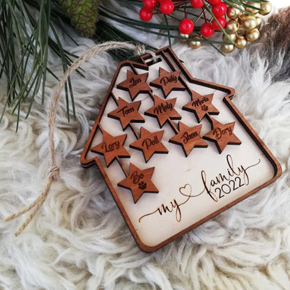 Personalized Christmas tree decor, Holiday wood ornament, Custom House