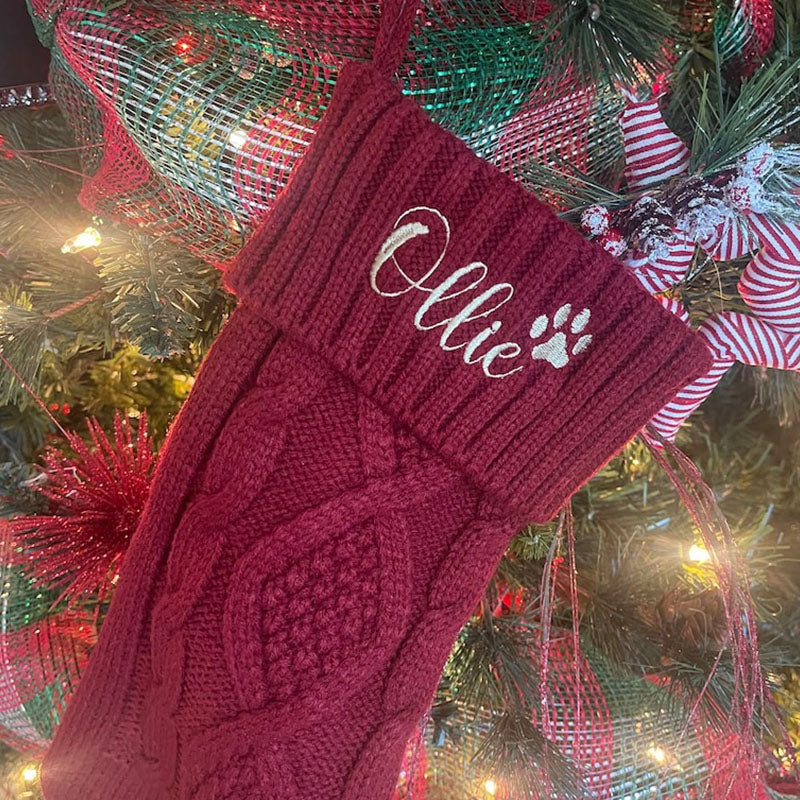 Custom Christmas Stocking with Name, Embroidered Knit Stocking, Monogram Christmas Stocking, Personalized Family Stocking, Holiday Decor