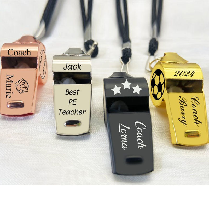 Custom Whistle Necklace Personalized Coach Whistle Engraved Whistle Personalized Teacher Gift