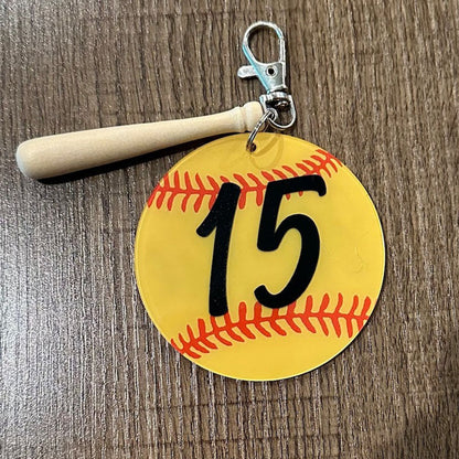 Personalized Sport Bag Keychain Softball Baseball Keychain Bag Name tag