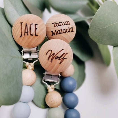 Neutral Personalized Custom Pacifier Clip | Custom Baby Name | Personalized Baby Gift | Baby Shower | Newborn Gift | Smiley | Checkered Clip