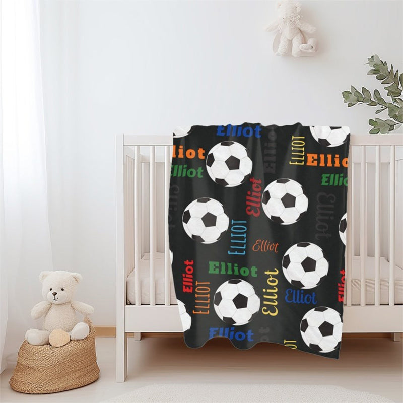 Personalized Soccer Blanket, Custom Name Football Blanket for Boy