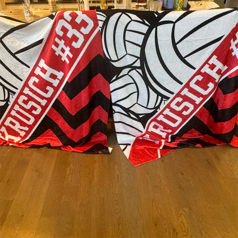 Volleyball Chevron - Name Personalized Blanket with Multiple Styles