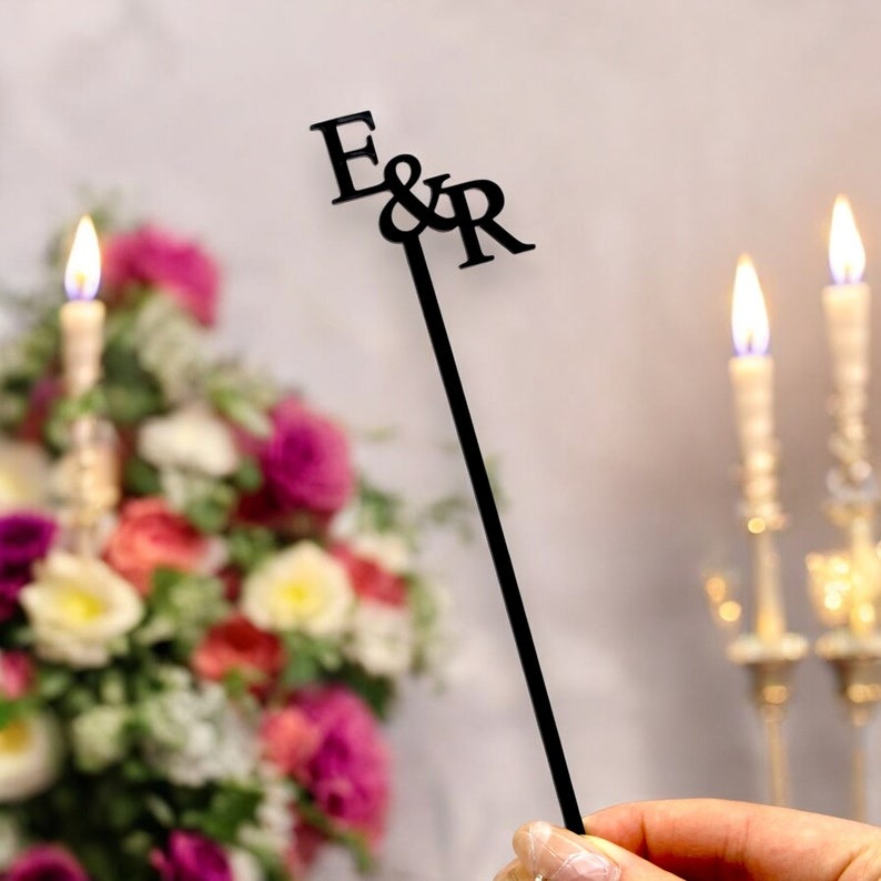 Personalized Drink Stirrers, Wedding Stir Sticks, Custom Initial Cocktail Stirrers