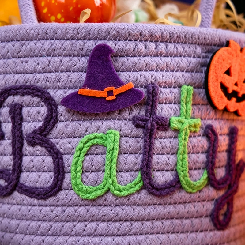 Custom Halloween Treat Bag with Name – Trick or Treat Basket, Personalized Candy Tote