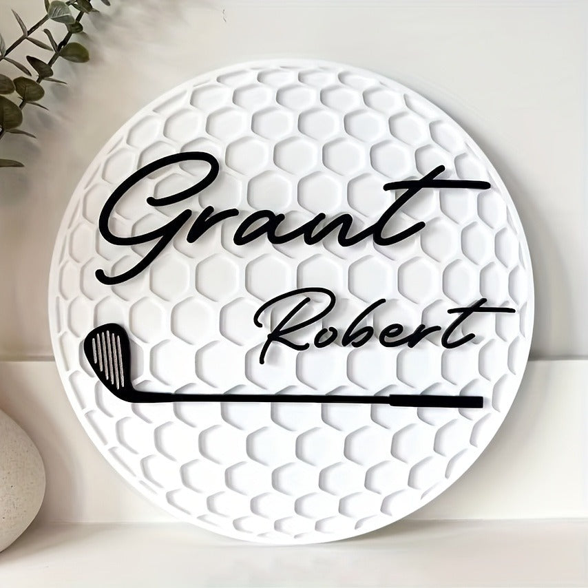 Personalized Golf Ball Name Sign for Golf Theme Room Sports