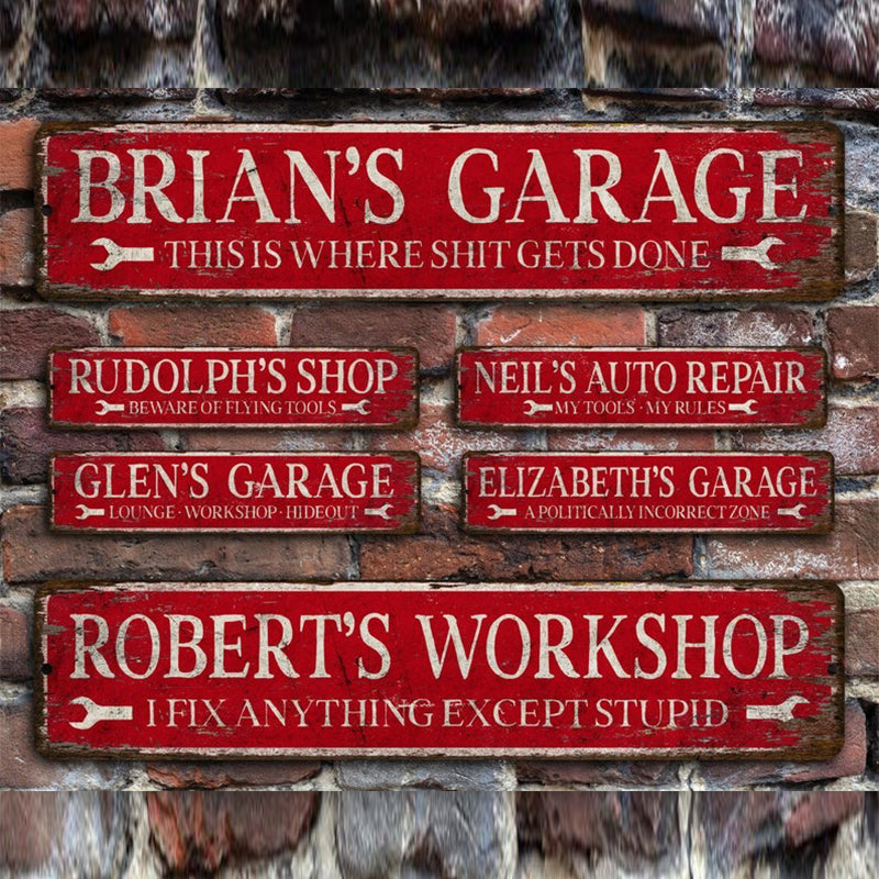 Personalized Garage Sign, Custom Workshop Decor