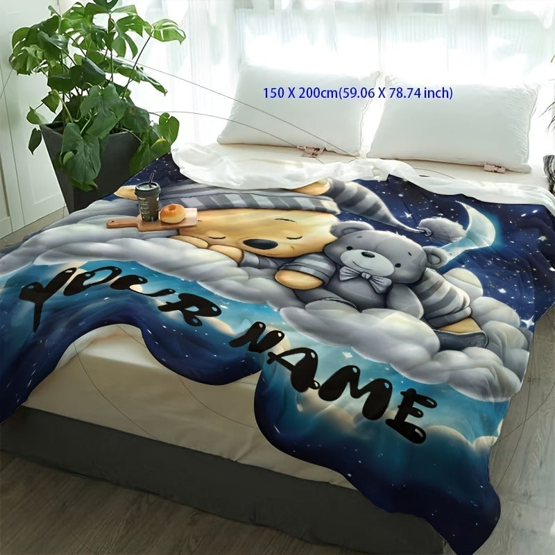 Print Flannel Throw Blanket - Cozy Hypoallergenic All-Season Quilt for Bed