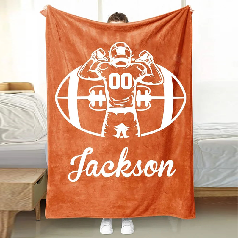 Football Customized Name and Number Blanket
