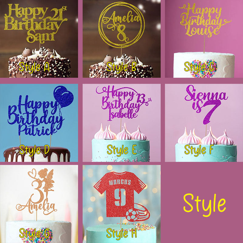 Personalised Glitter Cake Topper