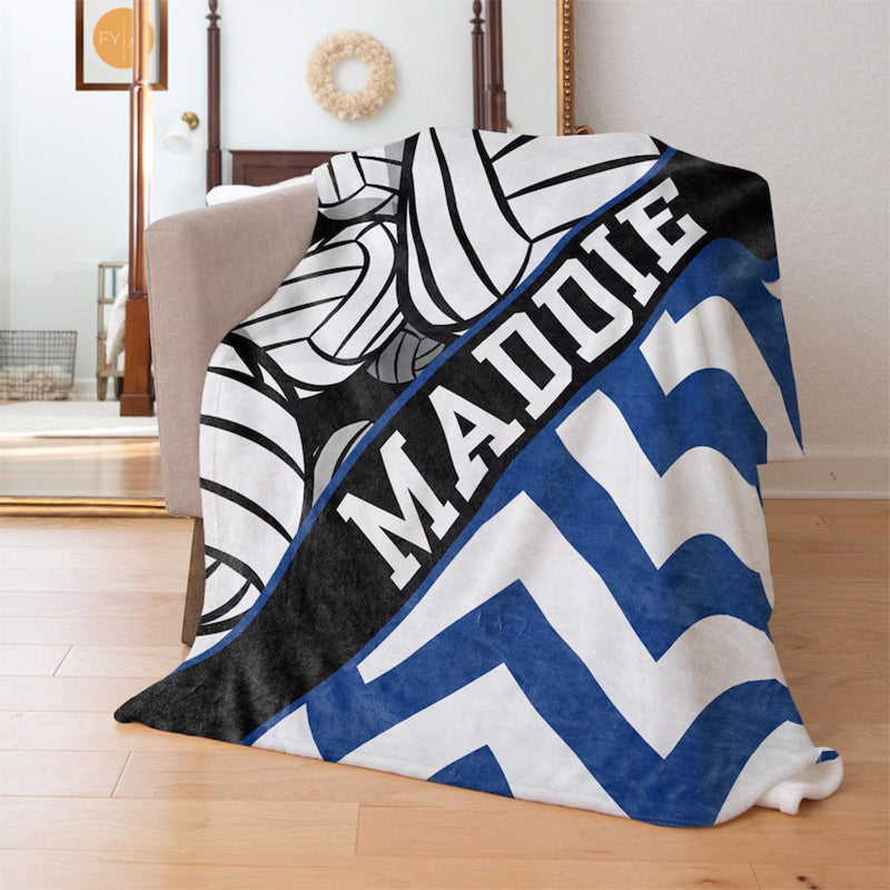 Volleyball Chevron - Name Personalized Blanket with Multiple Styles