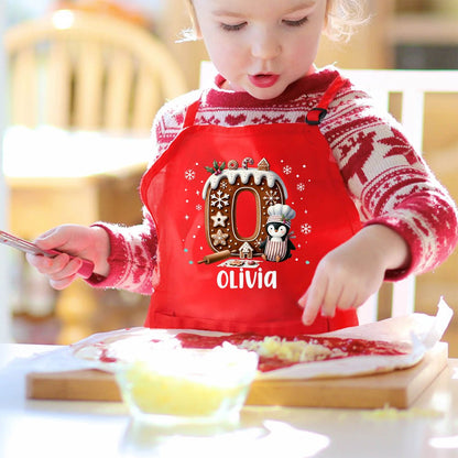 Personalized Cute Penguin Cookie Initial Adjustable Kid Apron