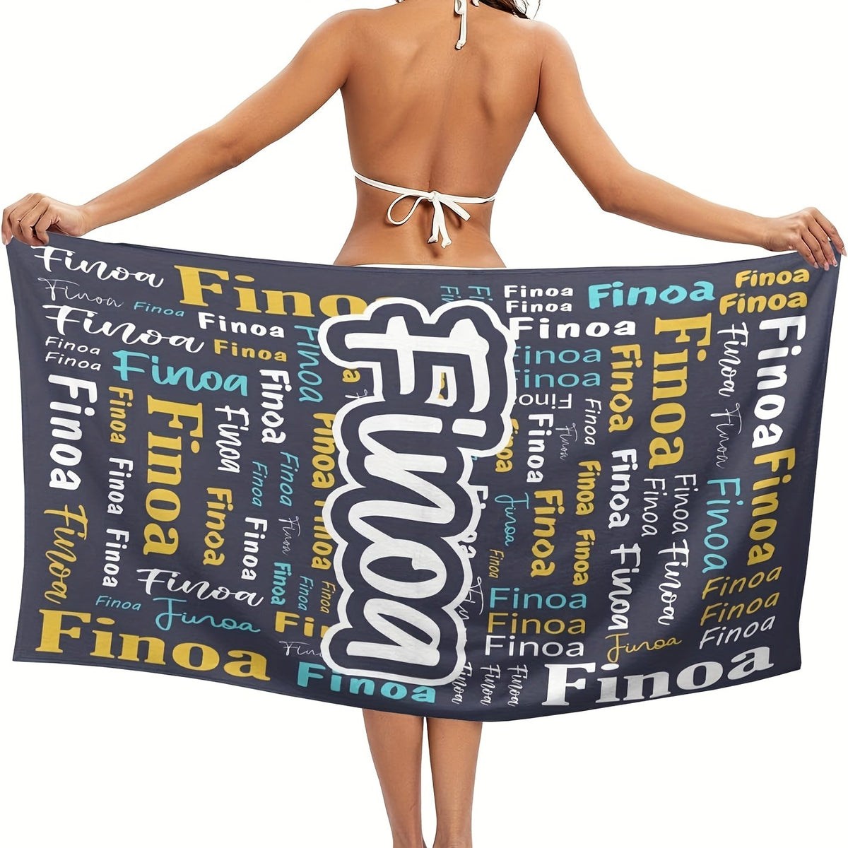 Custom Name Beach Towel 29''x58'' Personalized Name Beach Towel