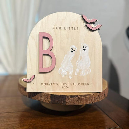DIY Footprint Art, Baby's First Halloween, My Little Boo Sign