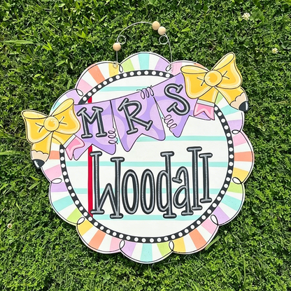 Personalized Teacher Door Hanger, Whimsical Classroom Decor