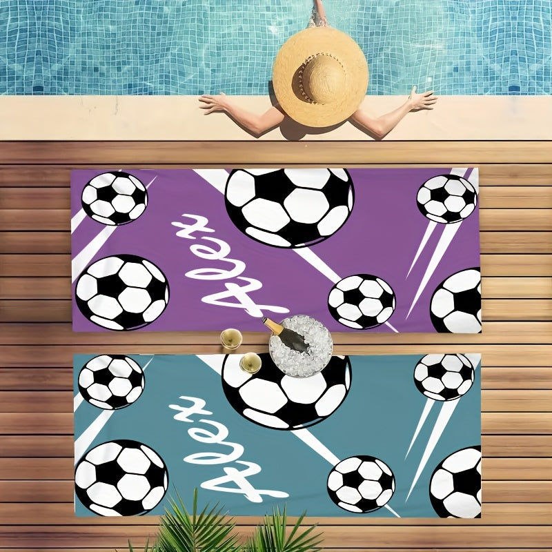 Super Absorbent Microfiber Custom Name Soccer Pattern Beach Towel
