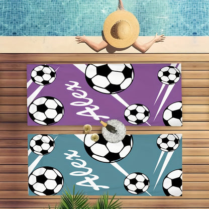 Super Absorbent Microfiber Custom Name Soccer Pattern Beach Towel
