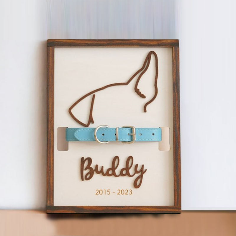 Custom Memorial Dog Ears Art, Collar Sign, Dog Memorial