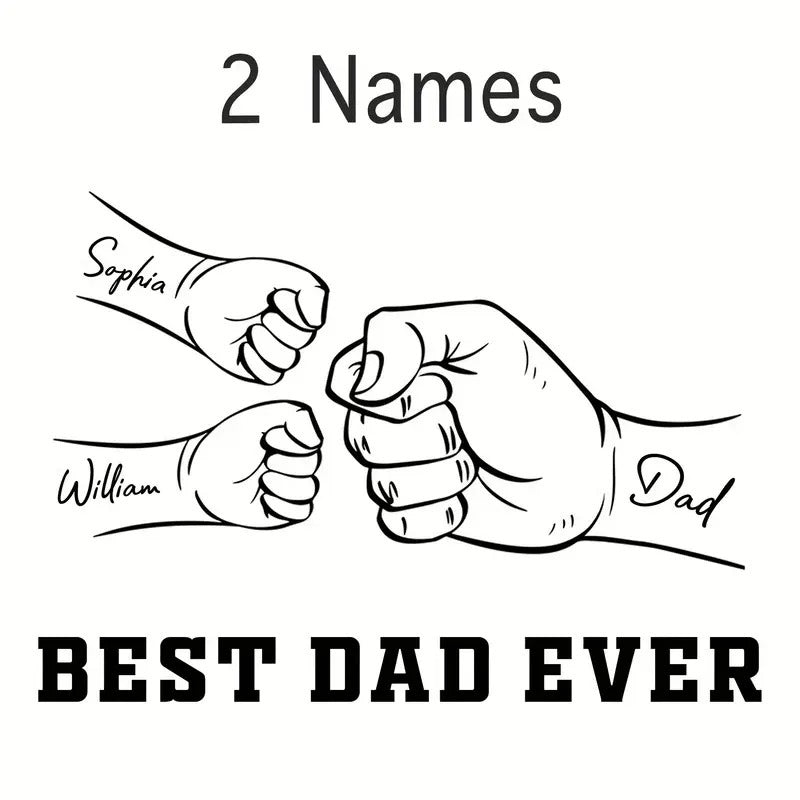 Personalized Dad And Kids Hands Engraved Leather Wallet