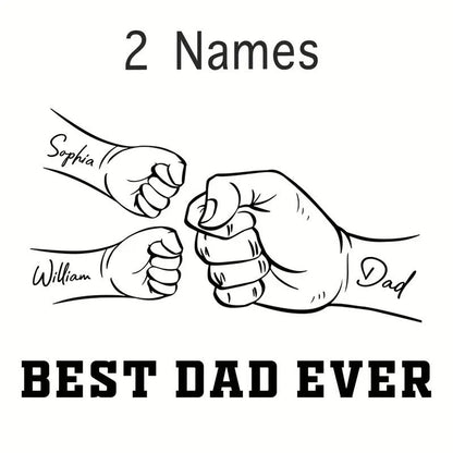 Personalized Dad And Kids Hands Engraved Leather Wallet
