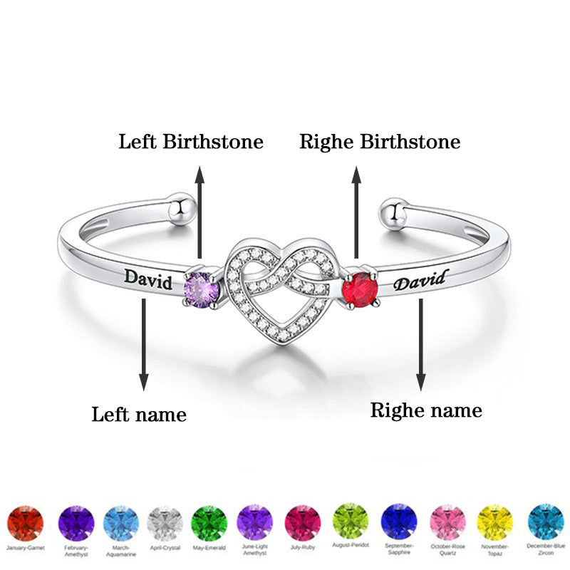 Personalized Name heart Bracelet,Custom Birthstone Bracelet