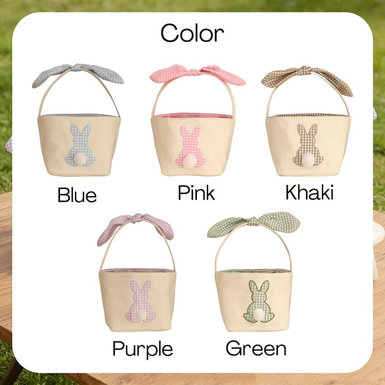 Personalized Easter Basket, Embroidered Name, Bunny Rabbit Basket