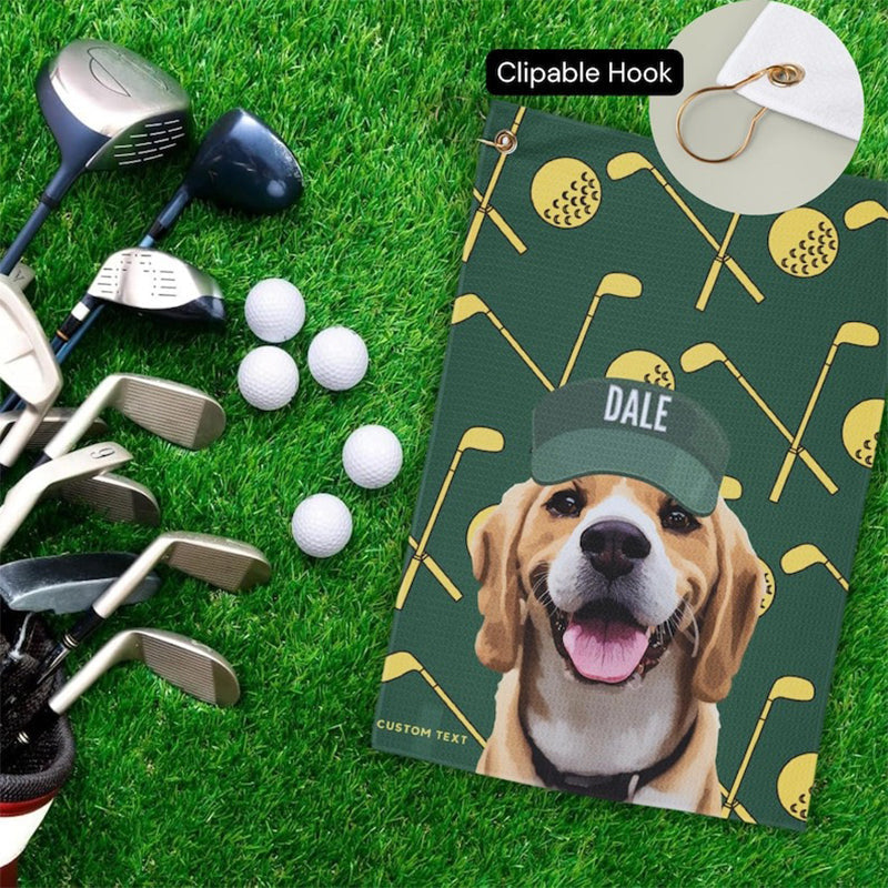 Custom Pet Golf Towel With Pet Photo Personalized Dog Name Golf Towel
