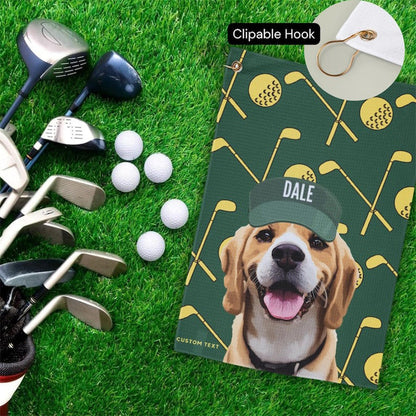 Custom Pet Golf Towel With Pet Photo Personalized Dog Name Golf Towel