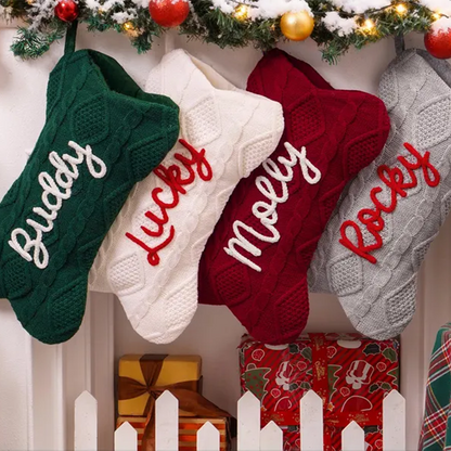 Personalized Christmas Stockings, Knitted Family Stockings with Name