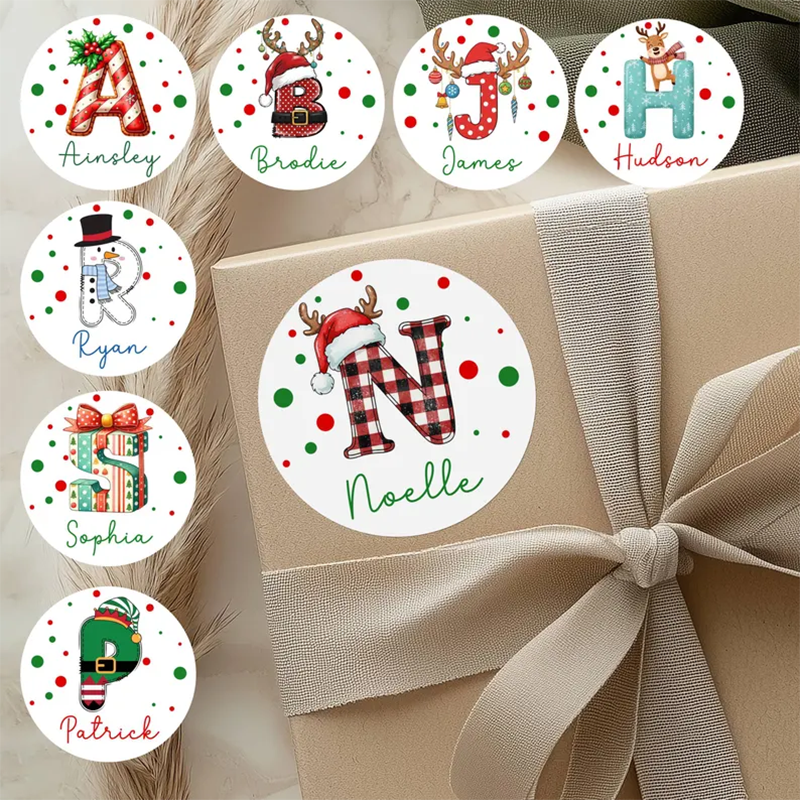 Personalized Name Christmas Gift Stickers, Gift Tag Stickers