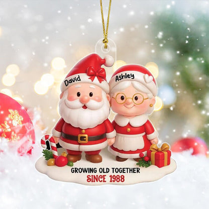Personalized Santa Couple Growing Old Together Acrylic Ornament