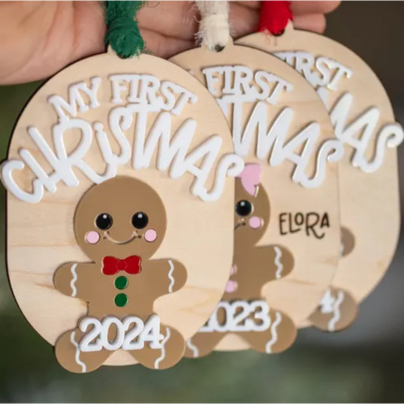 Baby’s First Christmas Ornament 2025, Personalized Gingerbread Ornament