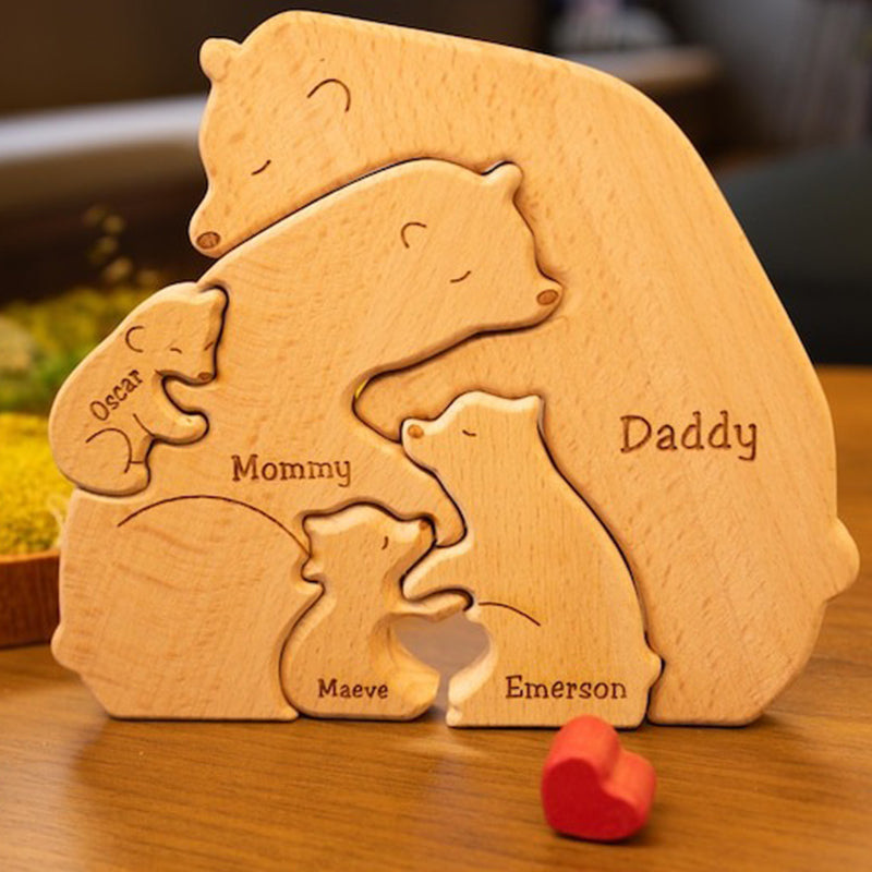 Personalized Wooden Bear Family Puzzle, Baby puzzle