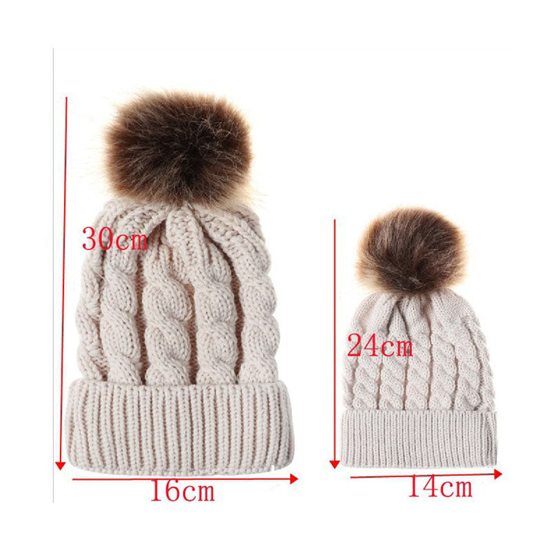 Leather Patch Beanies Kid Knitted Hat,Child & Adult