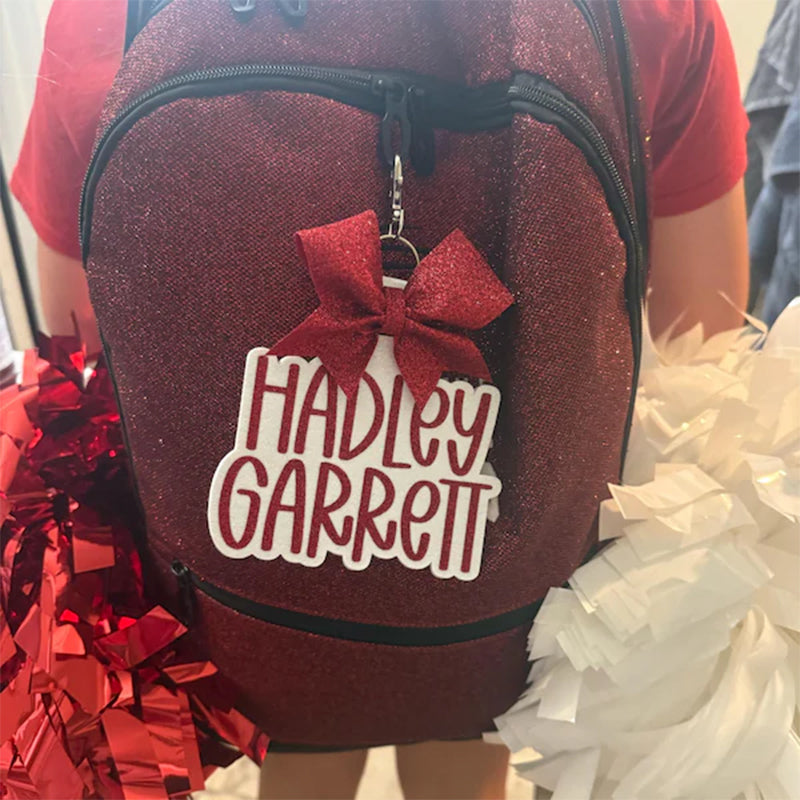 Cheer Bow Tag Backpack Team Name