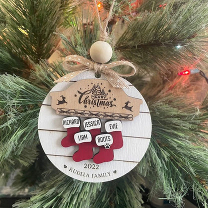 Custom Wooden Family Christmas Ornament | 3dLaser Cut Personalized Family Name 1-10
