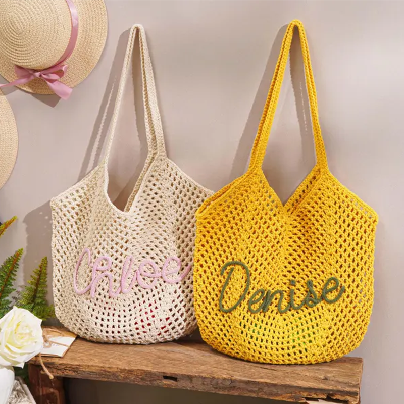 Personalized beach tote bags, Crochet beach bags