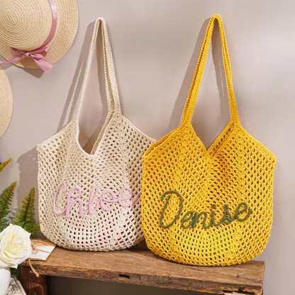 Personalized beach tote bags, Crochet beach bags