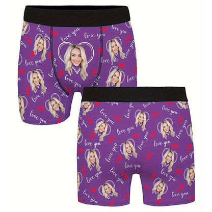 Custom Photo Print Boxer Briefs, High-Elastic Polyester