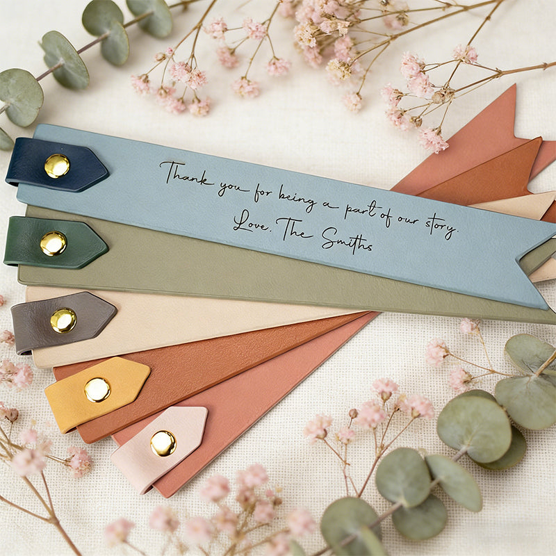 Engraved leather bookmark w/ loop