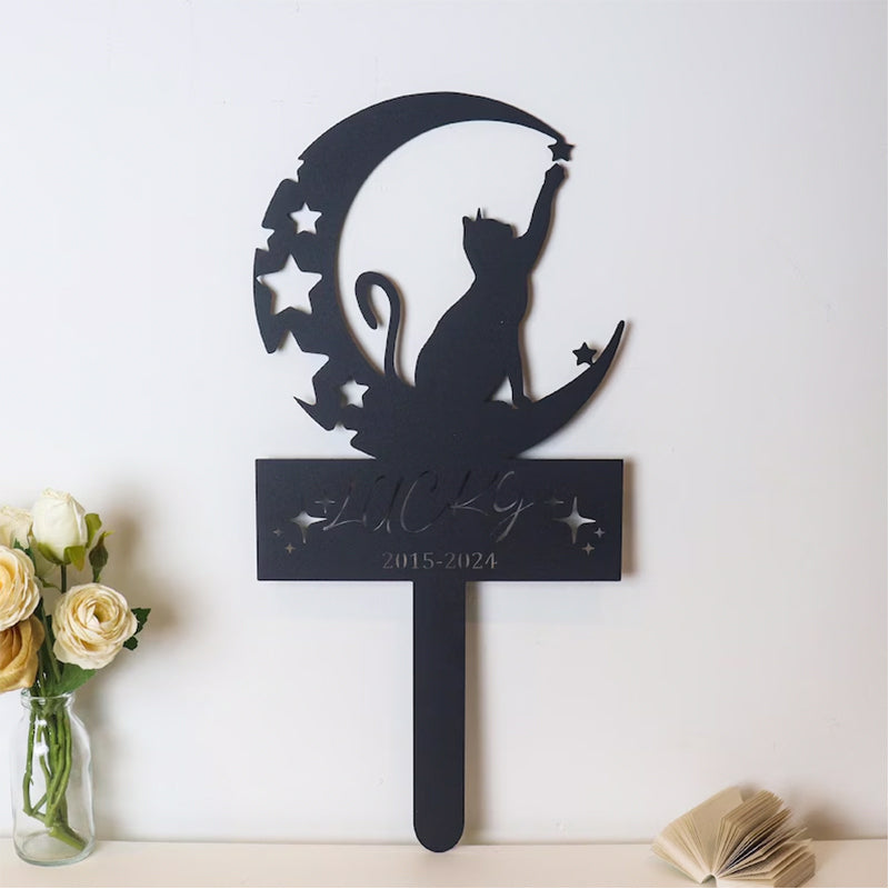 Personalized Metal Cat Stake, Cat Memorial Stake with Flowers