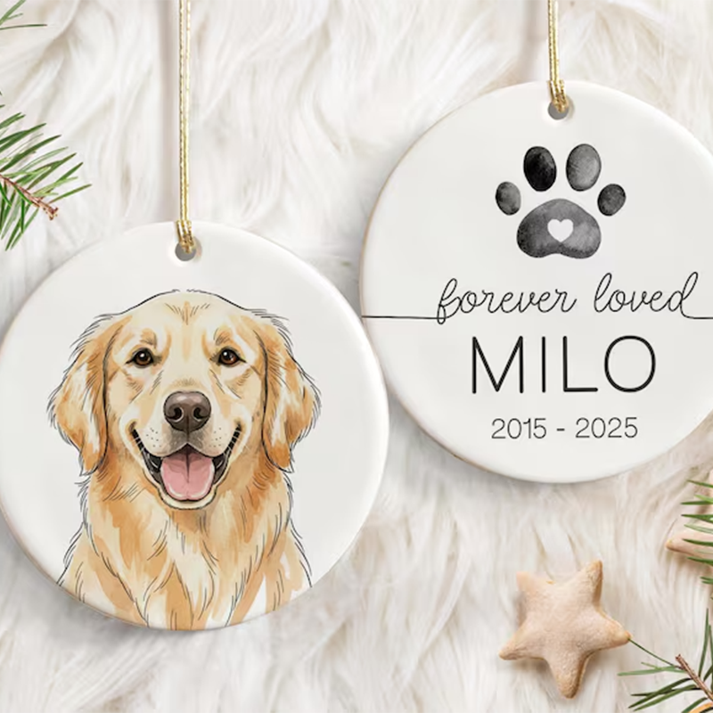 Custom pet memorial ornament, dog remembrance ornament, custom pet ornament