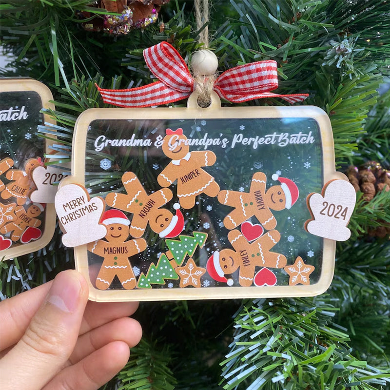 Custom Family Member Shaker Ornament, Custom Gingerbread Family Ornament