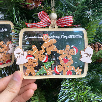 Custom Family Member Shaker Ornament, Custom Gingerbread Family Ornament